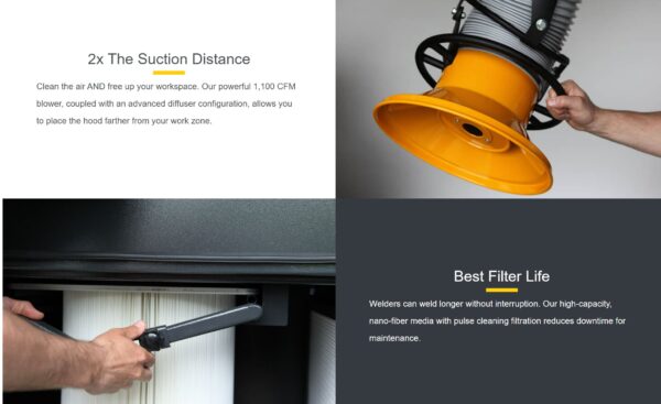 FumeXtractors FX-PT Portable Source Capture Fume Extractor and Dust Collector - Image 4