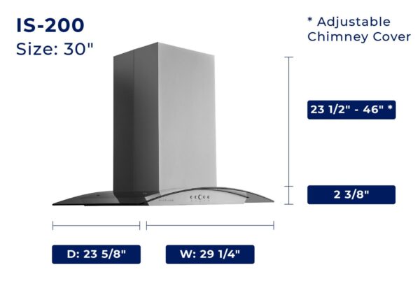 Hauslane IS-200 Convertible Island Range Hood 30 Inch - Image 9