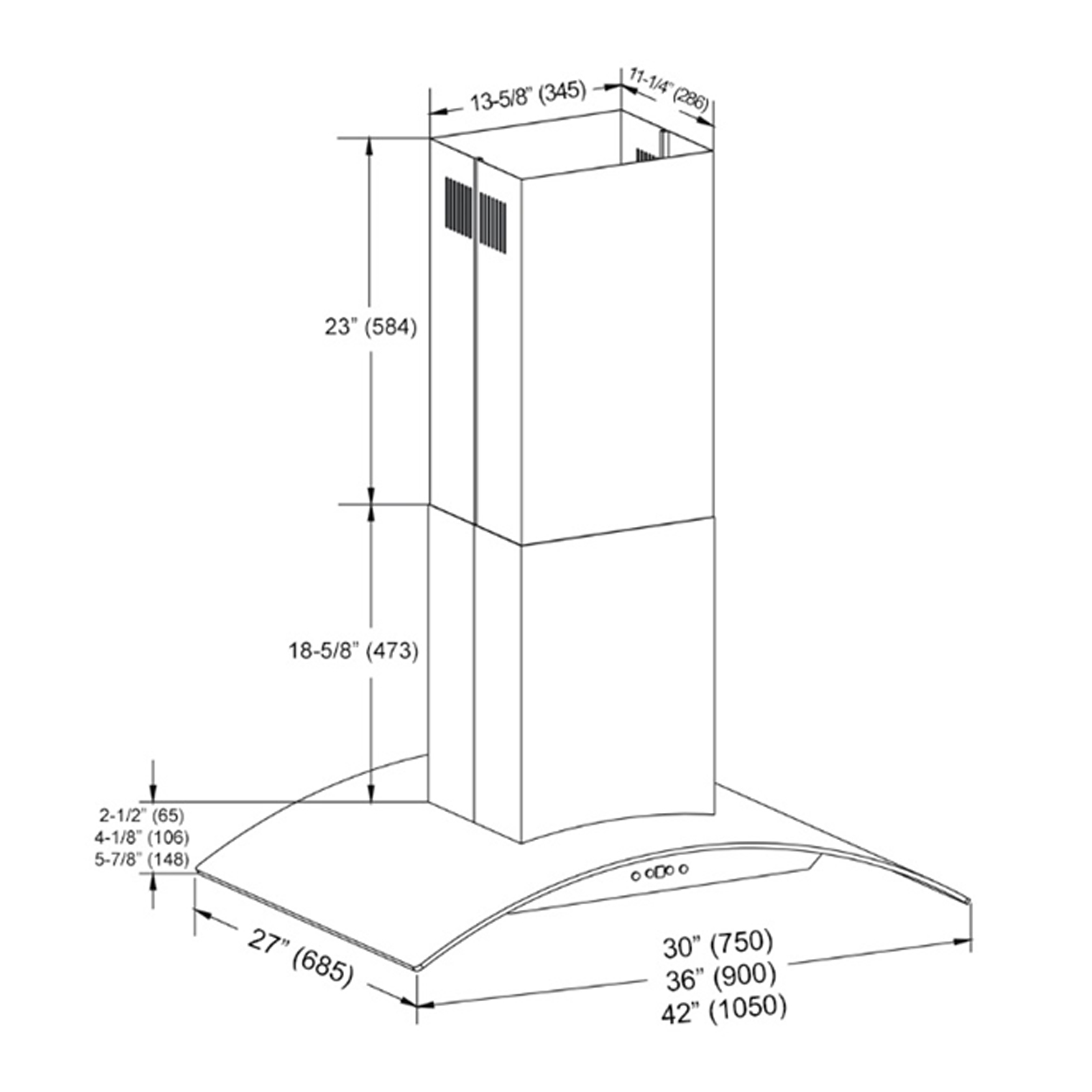 KOBE BRILLIA ISX24 SQB-2 Island Kitchen Exhaust Range Hood - 30" - Image 5