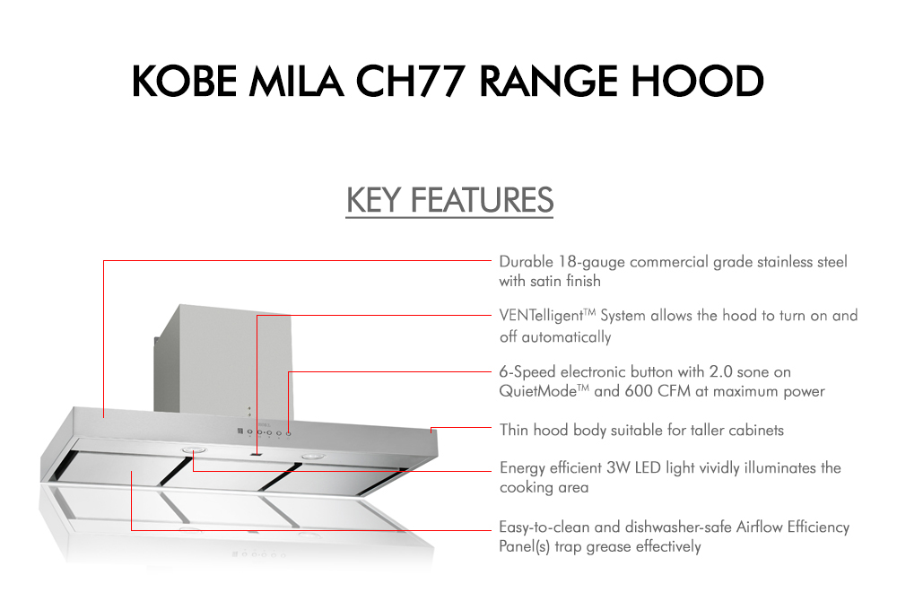 KOBE Mila Premium CH77 Series Under Cabinet Range Hood 48" - Image 4