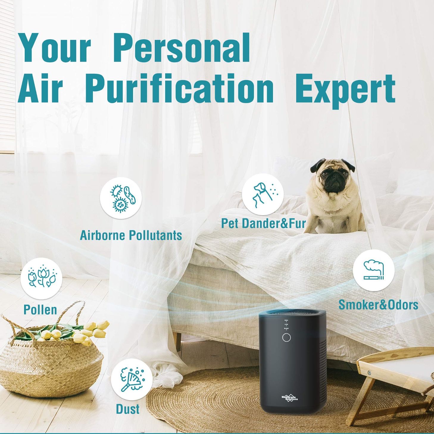 Membrane Solutions 2J8 Air Purifier with True HEPA and Carbon Filters - Image 3