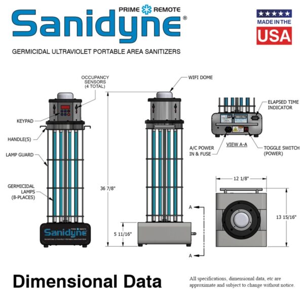 Atlantic UV Corporation Sanidyne Prime Remote Portable Air and Surface Sanitizer System - Image 8