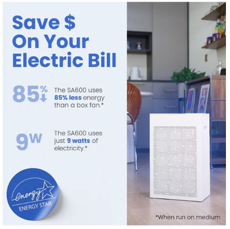 Smart Air SA600 Compact Large Room HEPA & Carbon Air Purifier - 5 Speed - Image 7